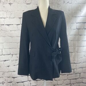 Billie The Label Blazer Womens Size Small‎ Black Tie Waist Single Breasted